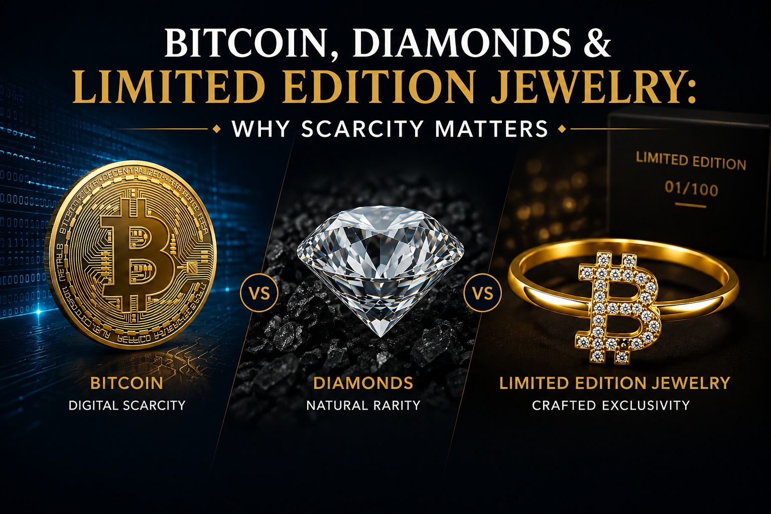 Bitcoin vs diamonds vs. limited-edition jewelry scarcity comparison